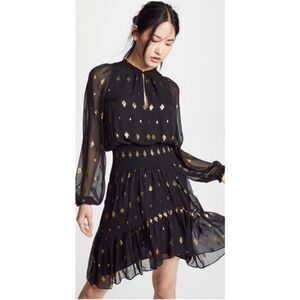 A.L.C. Sidney Mini Dress in Black and Gold, Size Medium